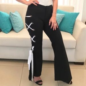 LACE DOWN BLACK PANTS